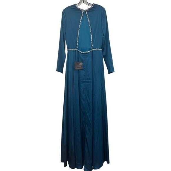 Ieena by Mac Duggal Long Sleeve Jewel Trim Charmeuse Gown 26524 - Size 8 - NWT - Picture 4 of 5